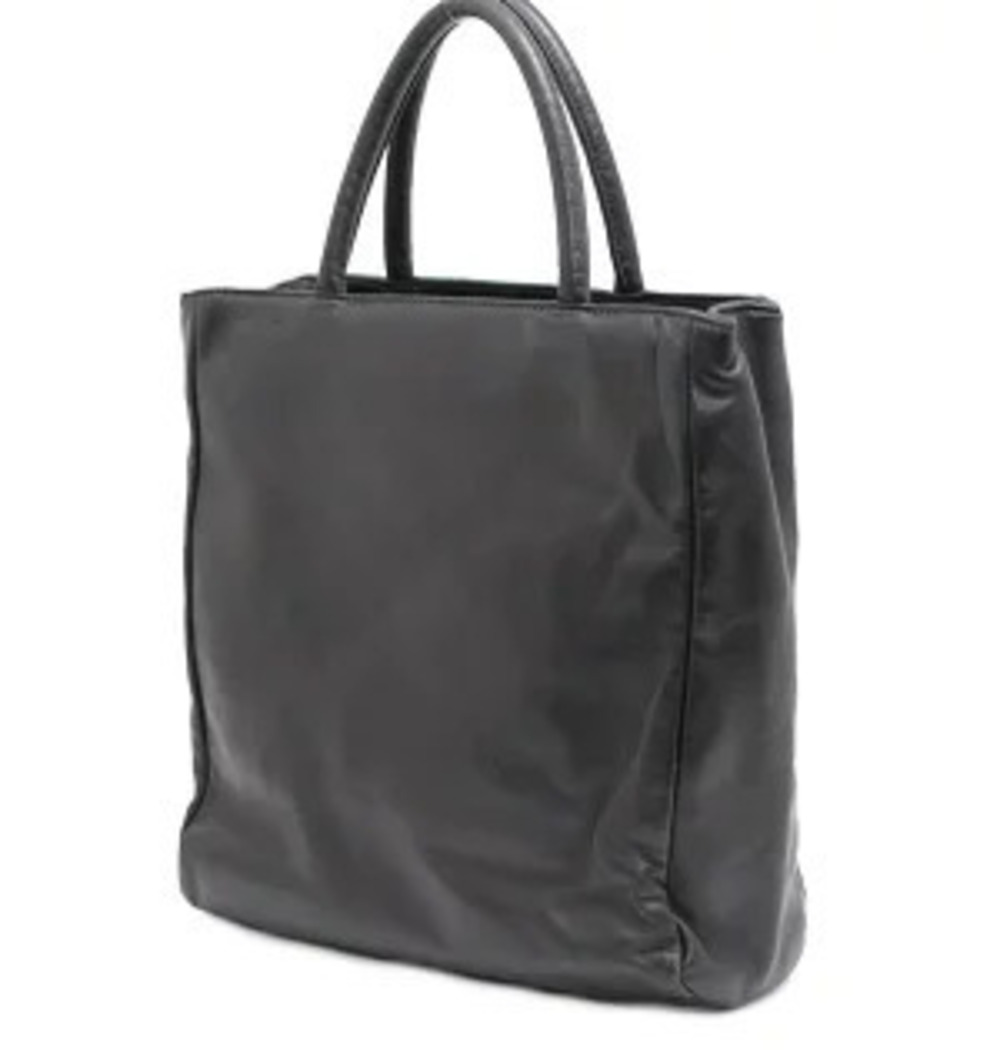 Prada Tote Triangle Bag Logo Leather Black Handbag All
